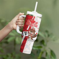 Personalised Canada Day Tumbler With Handle Beaver Mountie Maple Leaves