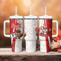 Personalised Canada Day Tumbler With Handle Beaver Mountie Maple Leaves