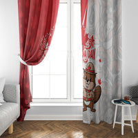 Canada Day Window Curtain Beaver Mountie Maple Leaves