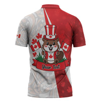Personalised Canada Day Zipper Polo Shirt Beaver Mountie Maple Leaves