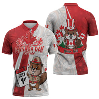 Personalised Canada Day Zipper Polo Shirt Beaver Mountie Maple Leaves