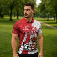 Personalised Canada Day Zipper Polo Shirt Beaver Mountie Maple Leaves