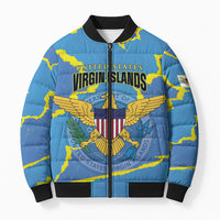 Personalized US Virgin Islands Bomber Puffer Jacket Grunge Stylized