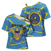 Personalized US Virgin Islands Cross Shoulder Shirt Grunge Stylized