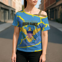 Personalized US Virgin Islands Cross Shoulder Shirt Grunge Stylized