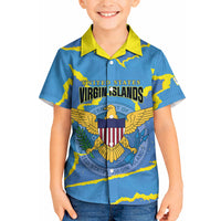 Personalized US Virgin Islands Kid Hawaiian Shirt Grunge Stylized