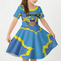 Personalized US Virgin Islands Kid Short Sleeve Dress Grunge Stylized