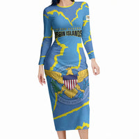 Personalized US Virgin Islands Long Sleeve Bodycon Dress Grunge Stylized