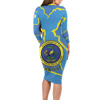 Personalized US Virgin Islands Long Sleeve Bodycon Dress Grunge Stylized