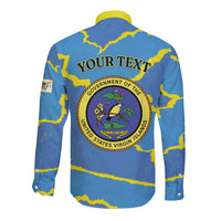 Personalized US Virgin Islands Long Sleeve Button Shirt Grunge Stylized