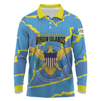 Personalized US Virgin Islands Long Sleeve Polo Shirt Grunge Stylized