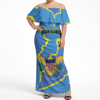 Personalized US Virgin Islands Off Shoulder Maxi Dress Grunge Stylized
