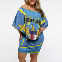 Personalized US Virgin Islands Off Shoulder Short Dress Grunge Stylized