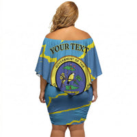 Personalized US Virgin Islands Off Shoulder Short Dress Grunge Stylized