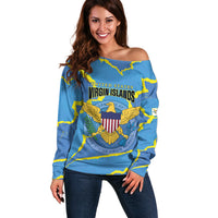 Personalized US Virgin Islands Off Shoulder Sweater Grunge Stylized