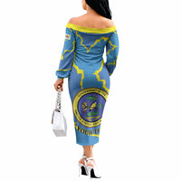 Personalized US Virgin Islands Off The Shoulder Long Sleeve Dress Grunge Stylized