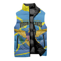Personalized US Virgin Islands Sleeveless Puffer Jacket Grunge Stylized