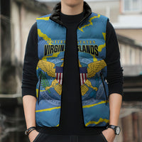 Personalized US Virgin Islands Sleeveless Puffer Jacket Grunge Stylized