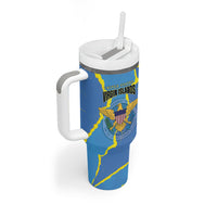 Personalized US Virgin Islands Tumbler With Handle Grunge Stylized