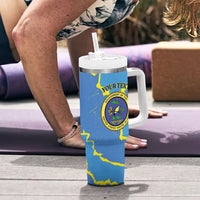 Personalized US Virgin Islands Tumbler With Handle Grunge Stylized