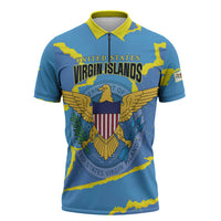 Personalized US Virgin Islands Zipper Polo Shirt Grunge Stylized