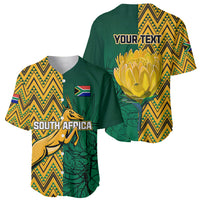 Personalised South Africa Baseball Jersey Springbok and Proteas African Pattern - Wonder Print Shop