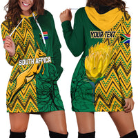 Personalised South Africa Hoodie Dress Springbok and Proteas African Pattern - Wonder Print Shop