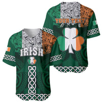 Personalised Ireland Baseball Jersey Irish Shamrock Mix Celtic Knotwork Pattern - Wonder Print Shop