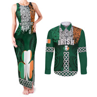 Green shamrock knotwork tank maxi dress and long-sleeve button shirt set, YOUR TEXT