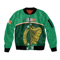 Ireland Sleeve Zip Bomber Jacket Irish Shamrock Harp Mix Celtic Pattern - Wonder Print Shop