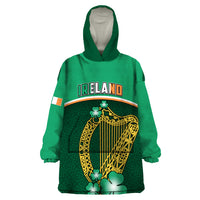 Ireland Wearable Blanket Hoodie Irish Shamrock Harp Mix Celtic Pattern - Wonder Print Shop