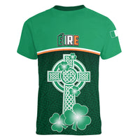 Ireland Women V Neck T Shirt Irish Shamrock Harp Mix Celtic Pattern - Wonder Print Shop