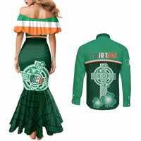 Green mermaid dress and long-sleeve button shirt set, back prints with FIRE and YOUR TEXT