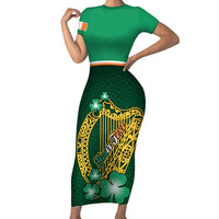 Personalised Ireland Short Sleeve Bodycon Dress Irish Shamrock Harp Mix Celtic Pattern - Wonder Print Shop