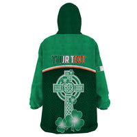 Personalised Ireland Wearable Blanket Hoodie Irish Shamrock Harp Mix Celtic Pattern - Wonder Print Shop