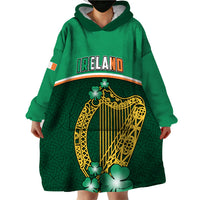 Personalised Ireland Wearable Blanket Hoodie Irish Shamrock Harp Mix Celtic Pattern - Wonder Print Shop