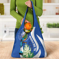 El Salvador Independence Day Grocery Bag Flor De Izote With Turquoise Browed Motmot