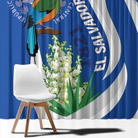 El Salvador Independence Day Window Curtain Flor De Izote With Turquoise Browed Motmot - Wonder Print Shop
