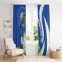 El Salvador Independence Day Window Curtain Flor De Izote With Turquoise Browed Motmot - Wonder Print Shop