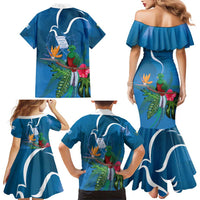 Guatemala Independence Day Family Matching Mermaid Dress and Hawaiian Shirt Quetzal Tropical Flower - Wonder Print Shop