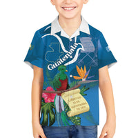 Guatemala Independence Day Family Matching Puletasi and Hawaiian Shirt Quetzal Tropical Flower - Wonder Print Shop