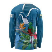 Guatemala Independence Day Long Sleeve Shirt Quetzal Tropical Flower - Wonder Print Shop