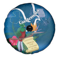 Guatemala Independence Day Spare Tire Cover Quetzal Tropical Flower - Wonder Print Shop