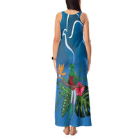 Guatemala Independence Day Tank Maxi Dress Quetzal Tropical Flower - Wonder Print Shop