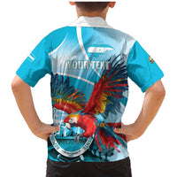 Honduras Independence Day Family Matching Mermaid Dress and Hawaiian Shirt Scarlet Macaw Sky Blue - Wonder Print Shop