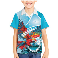 Honduras Independence Day Family Matching Mermaid Dress and Hawaiian Shirt Scarlet Macaw Sky Blue - Wonder Print Shop