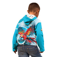 Honduras Independence Day Kid Hoodie Scarlet Macaw Sky Blue - Wonder Print Shop