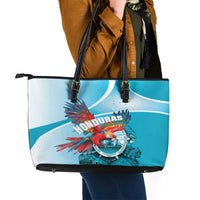 Honduras Independence Day Leather Tote Bag Scarlet Macaw Sky Blue - Wonder Print Shop