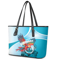 Honduras Independence Day Leather Tote Bag Scarlet Macaw Sky Blue - Wonder Print Shop