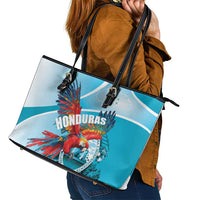 Honduras Independence Day Leather Tote Bag Scarlet Macaw Sky Blue - Wonder Print Shop